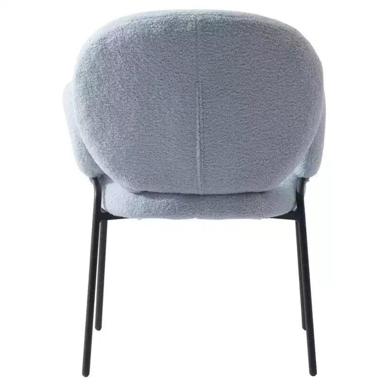 LeisureMod Celestial Sedia da Pranzo Moderna con Braccioli Rivestimento in Bouclé con Sedile Imbottito e Robusta Struttura in Ferro, Sedia d'Accento con Base Nera