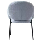 LeisureMod Celestial Sedia da Pranzo Moderna con Braccioli Rivestimento in Bouclé con Sedile Imbottito e Robusta Struttura in Ferro, Sedia d'Accento con Base Nera