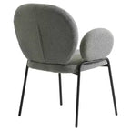 LeisureMod Celestial Sedia da Pranzo Moderna con Braccioli Rivestimento in Bouclé con Sedile Imbottito e Robusta Struttura in Ferro, Sedia d'Accento con Base Nera