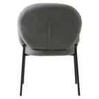 LeisureMod Celestial Sedia da Pranzo Moderna con Braccioli Rivestimento in Bouclé con Sedile Imbottito e Robusta Struttura in Ferro, Sedia d'Accento con Base Nera