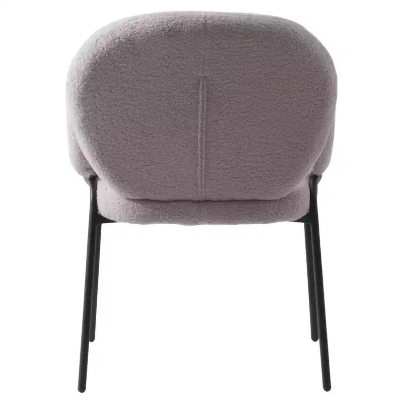 LeisureMod Celestial Sedia da Pranzo Moderna con Braccioli Rivestimento in Bouclé con Sedile Imbottito e Robusta Struttura in Ferro, Sedia d'Accento con Base Nera