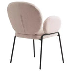 LeisureMod Celestial Sedia da Pranzo Moderna con Braccioli Rivestimento in Bouclé con Sedile Imbottito e Robusta Struttura in Ferro, Sedia d'Accento con Base Nera