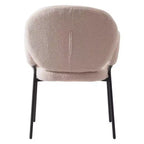 LeisureMod Celestial Sedia da Pranzo Moderna con Braccioli Rivestimento in Bouclé con Sedile Imbottito e Robusta Struttura in Ferro, Sedia d'Accento con Base Nera