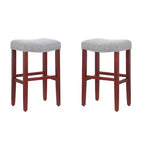 Sgabello da bar WestinTrends 29" con seduta imbottita a sella (Set da 2), ciliegio/grigio