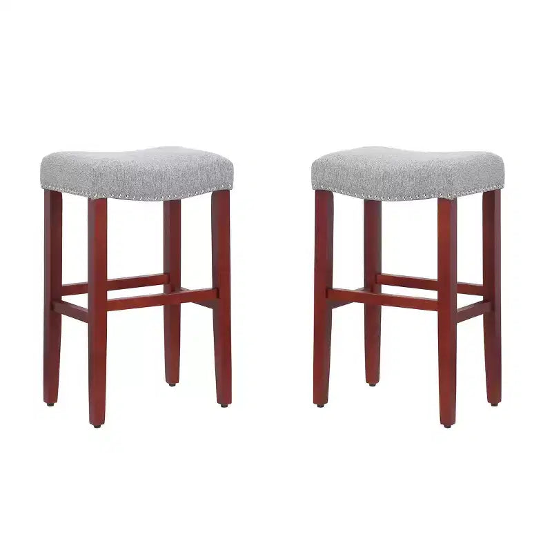 Sgabello da bar WestinTrends 29" con seduta imbottita a sella (Set da 2), ciliegio/grigio