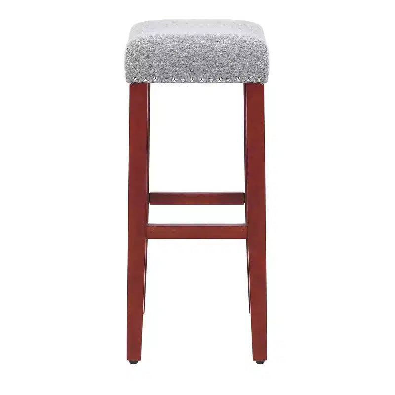 Sgabello da bar WestinTrends 29" con seduta imbottita a sella (Set da 2), ciliegio/grigio
