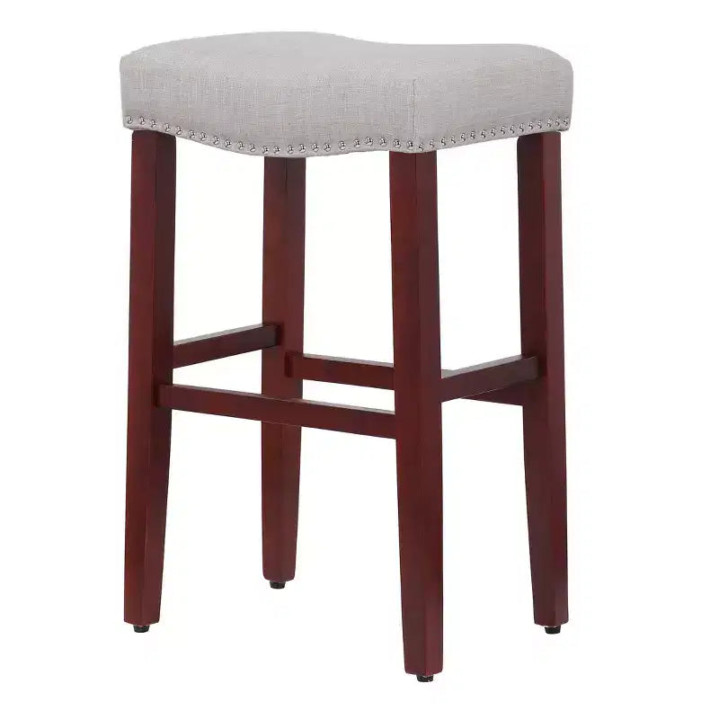 Sgabello da bar WestinTrends 29" con seduta imbottita a sella (Set da 2), ciliegio/grigio
