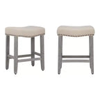 WestinTrends Sgabello da bancone con seduta a sella imbottita 24" (set da 2), grigio antico/beige
