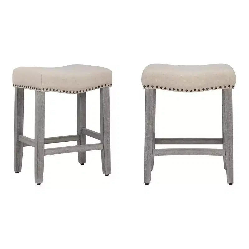 WestinTrends Sgabello da bancone con seduta a sella imbottita 24" (set da 2), grigio antico/beige