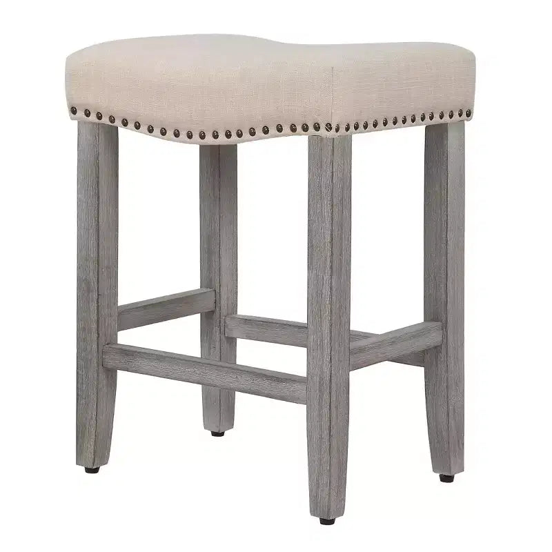 WestinTrends Sgabello da bancone con seduta a sella imbottita 24" (set da 2), grigio antico/beige