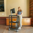 ECR4Kids Carrello Mobile A/V, Carrello per Tecnologia, Nero