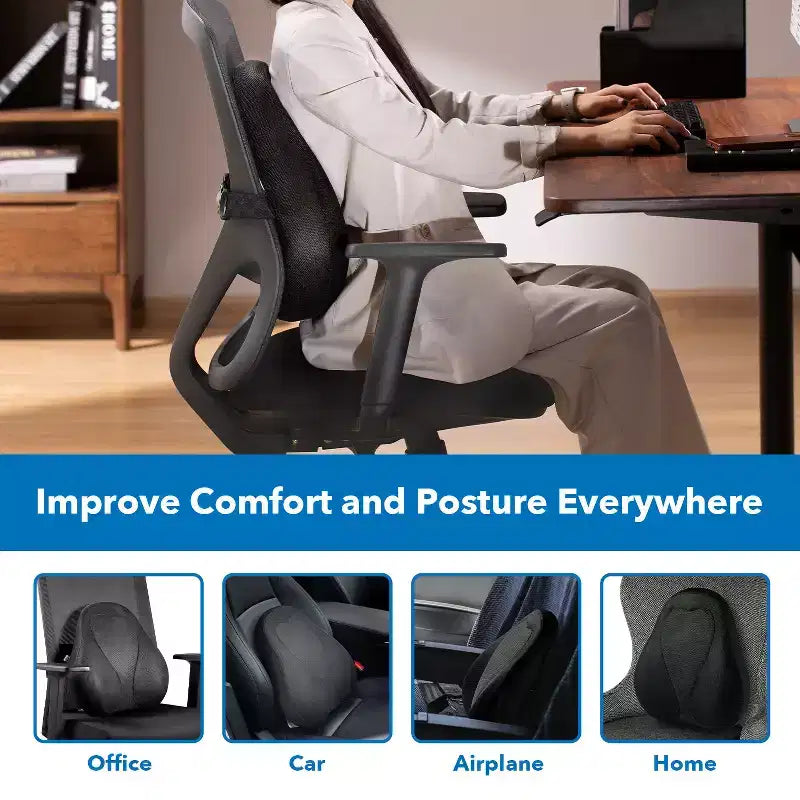 Mount-It! Cuscino di Supporto Lombare, Supporto per la Schiena Ergo Collection, Sedia da Gaming, Memory Foam, Allevia il Mal di Schiena Migliora la Postura, Rivestimento in Rete Lavabile