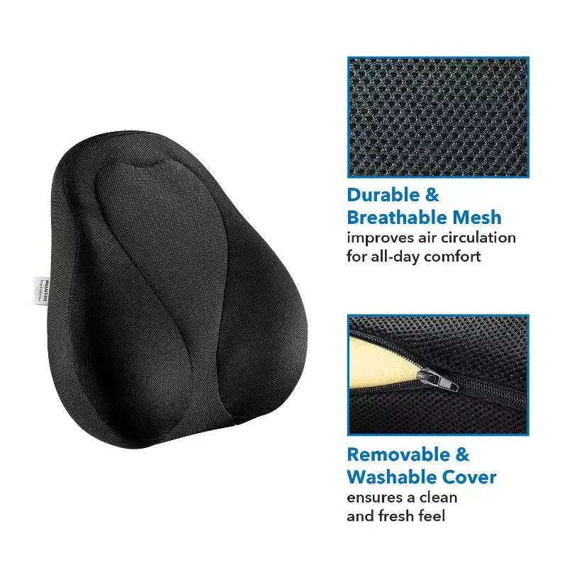 Mount-It! Cuscino di Supporto Lombare, Supporto per la Schiena Ergo Collection, Sedia da Gaming, Memory Foam, Allevia il Mal di Schiena Migliora la Postura, Rivestimento in Rete Lavabile