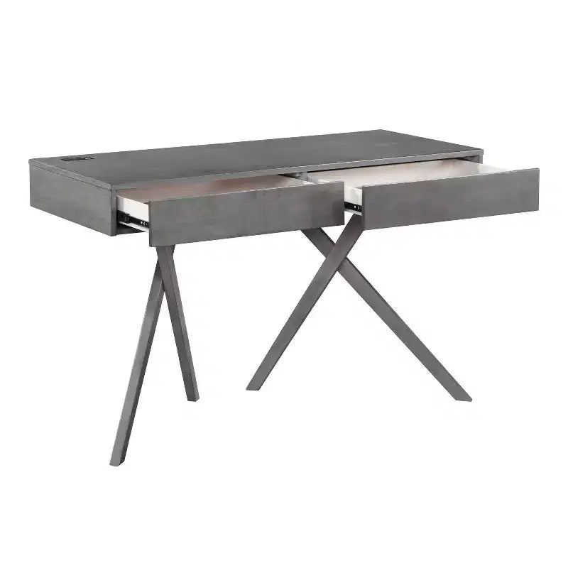 HOMES: Inside + Out Scrivania Thunderseek Mid Century 2 cassetti da 47" con USB e prese di corrente