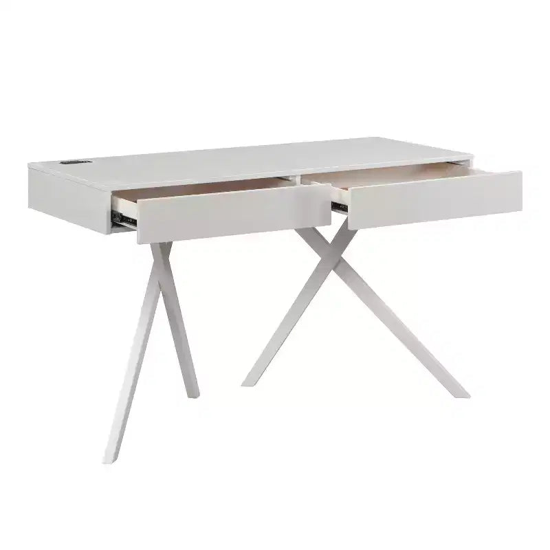 HOMES: Inside + Out Scrivania Thunderseek Mid Century 2 cassetti da 47" con USB e prese di corrente