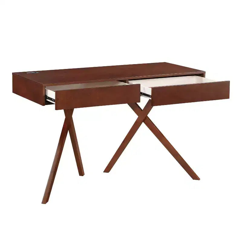 HOMES: Inside + Out Scrivania Thunderseek Mid Century 2 cassetti da 47" con USB e prese di corrente