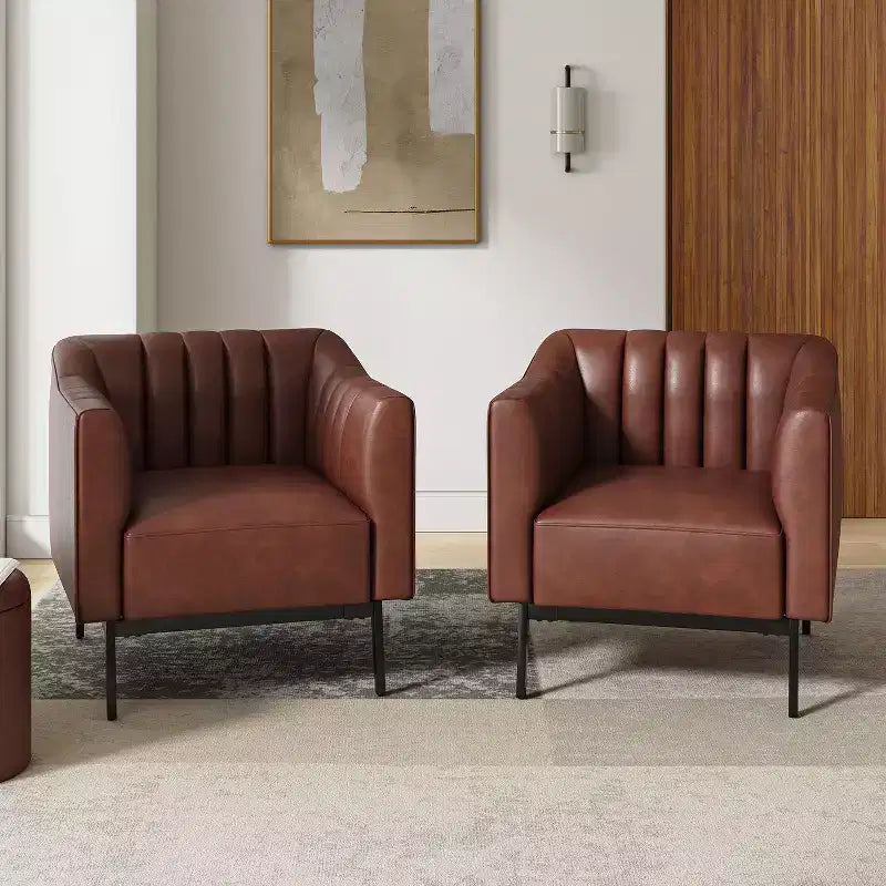 Sedia in similpelle Carsten Industry da 30 pollici con gambe in metallo, set di 2 | HULALA HOME