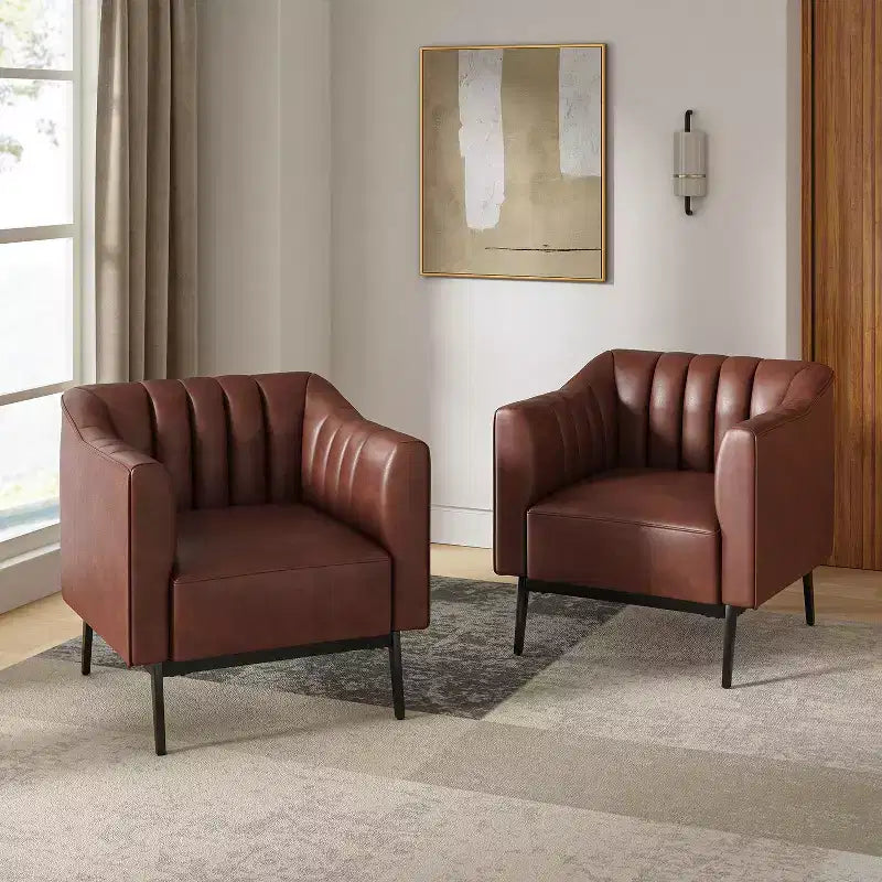 Sedia in similpelle Carsten Industry da 30 pollici con gambe in metallo, set di 2 | HULALA HOME