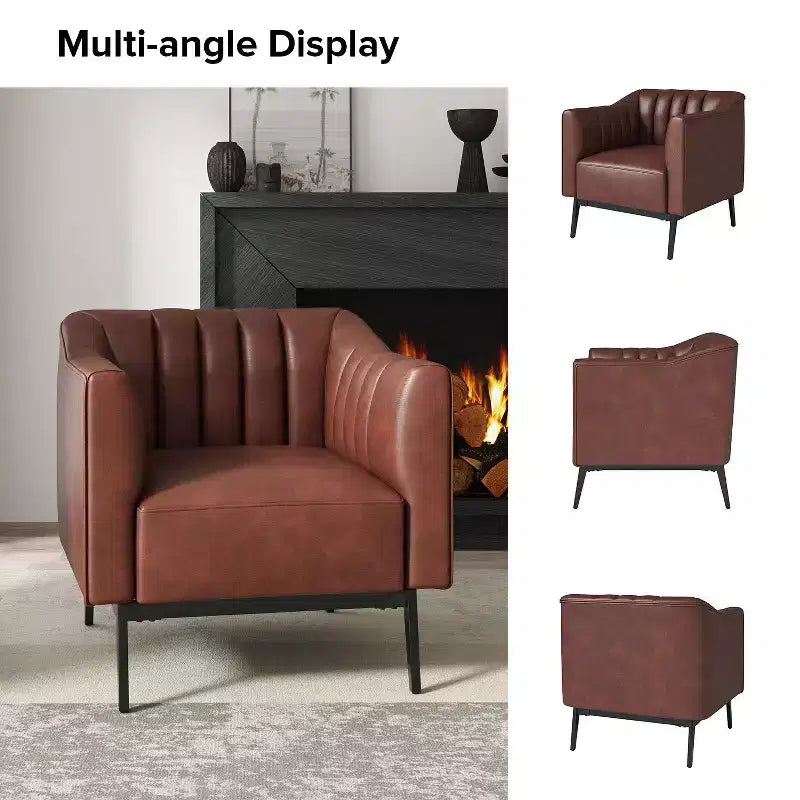 Sedia in similpelle Carsten Industry da 30 pollici con gambe in metallo, set di 2 | HULALA HOME