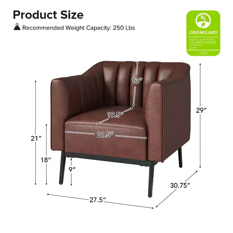 Sedia in similpelle Carsten Industry da 30 pollici con gambe in metallo, set di 2 | HULALA HOME