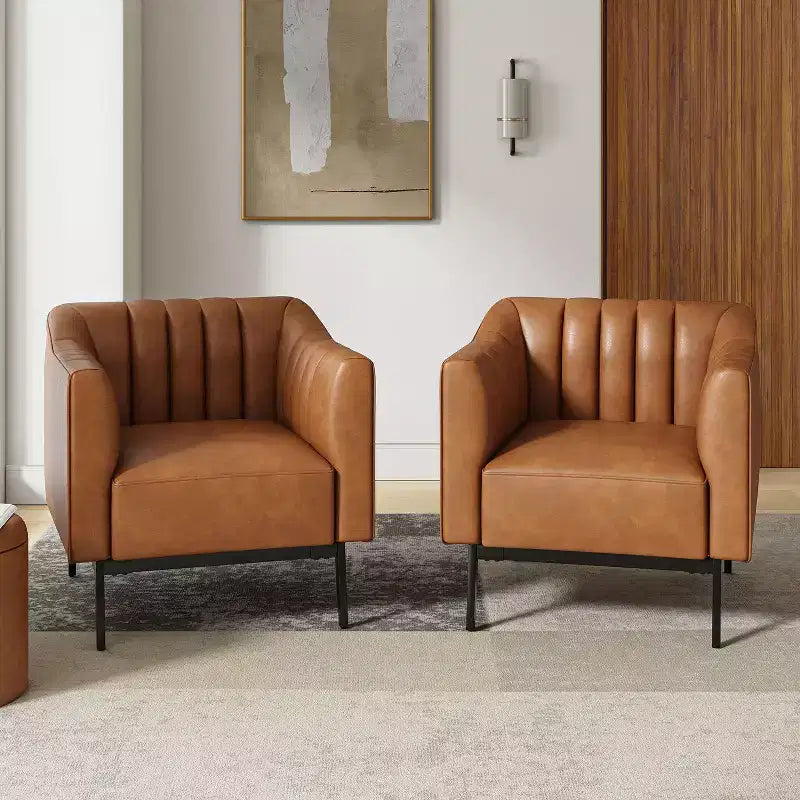 Sedia in similpelle Carsten Industry da 30 pollici con gambe in metallo, set di 2 | HULALA HOME