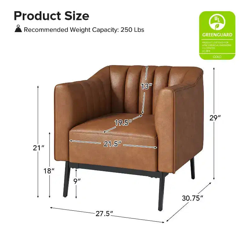 Sedia in similpelle Carsten Industry da 30 pollici con gambe in metallo, set di 2 | HULALA HOME