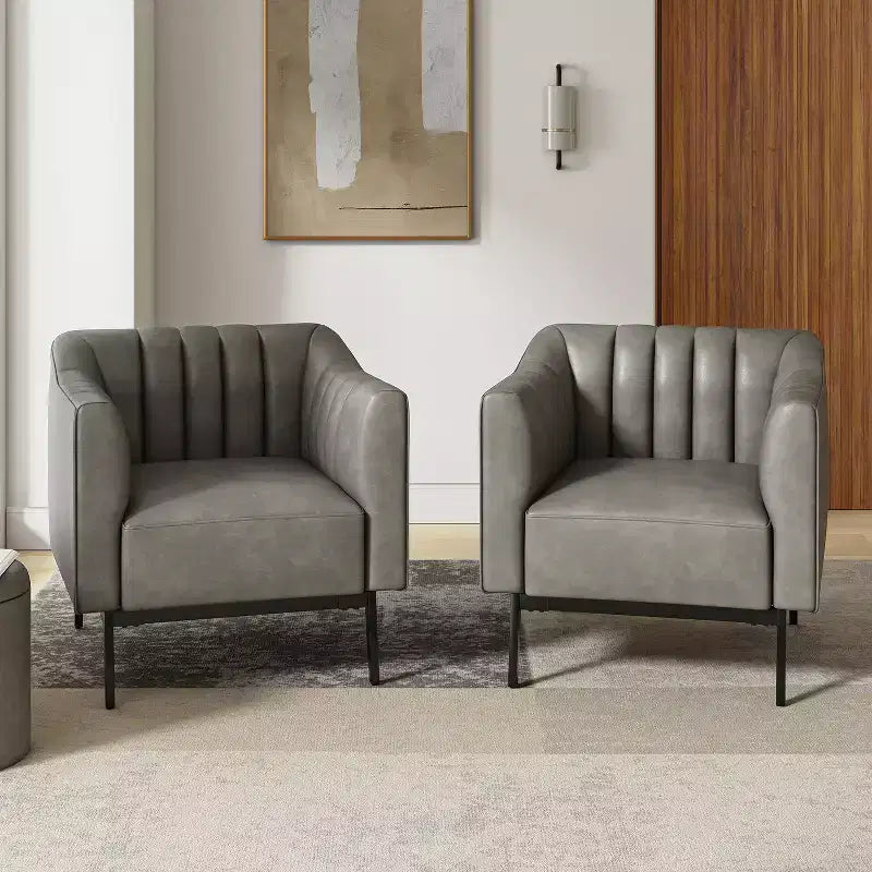 Sedia in similpelle Carsten Industry da 30 pollici con gambe in metallo, set di 2 | HULALA HOME