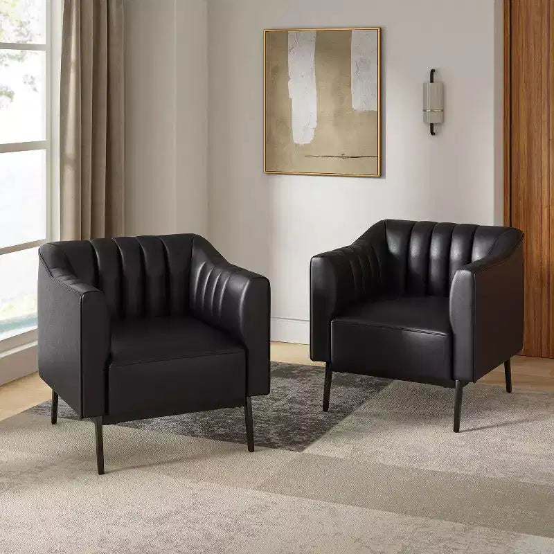 Sedia in similpelle Carsten Industry da 30 pollici con gambe in metallo, set di 2 | HULALA HOME