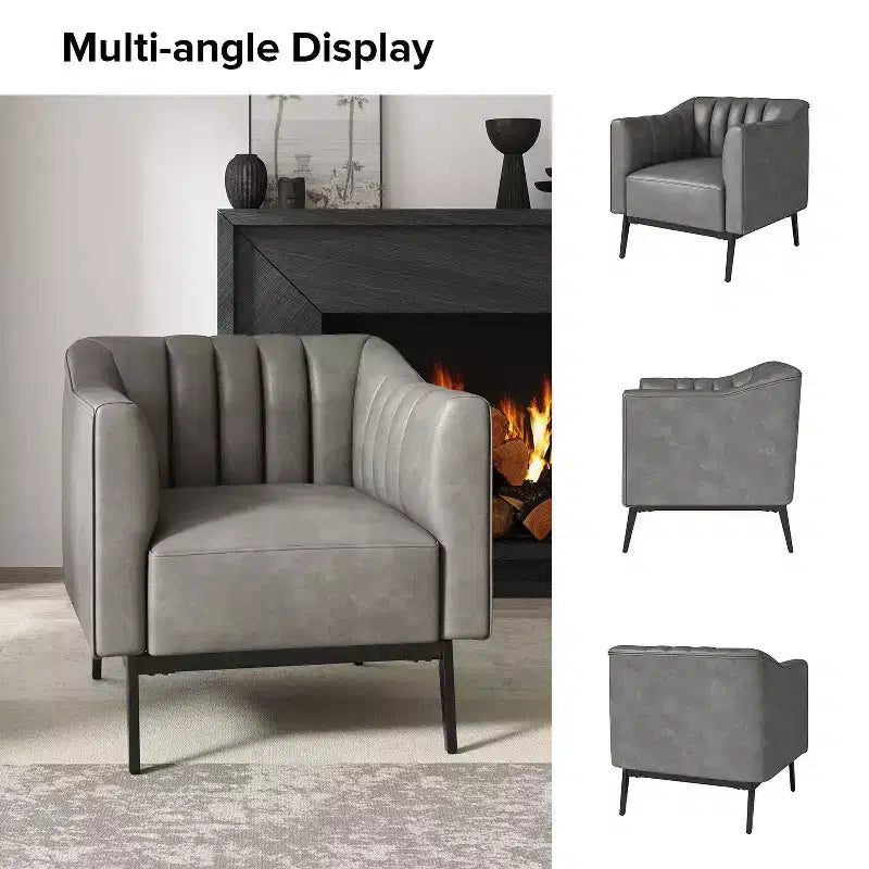 Sedia in similpelle Carsten Industry da 30 pollici con gambe in metallo, set di 2 | HULALA HOME