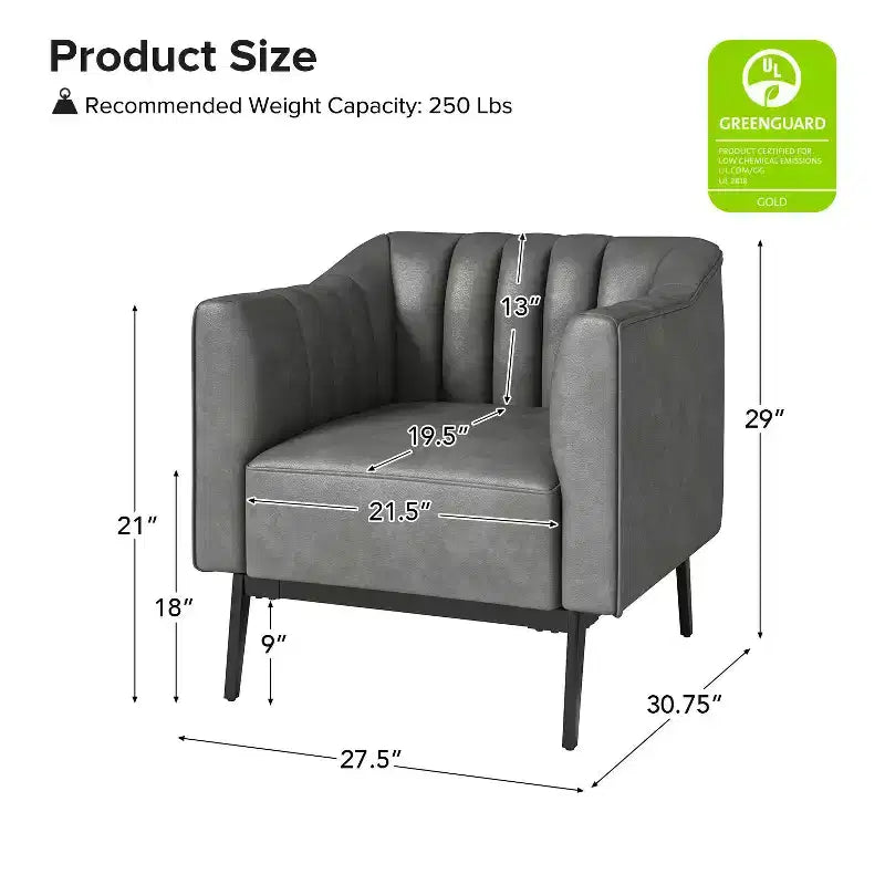 Sedia in similpelle Carsten Industry da 30 pollici con gambe in metallo, set di 2 | HULALA HOME