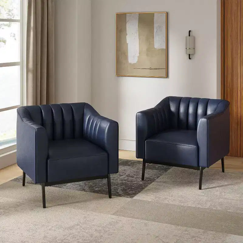 Sedia in similpelle Carsten Industry da 30 pollici con gambe in metallo, set di 2 | HULALA HOME
