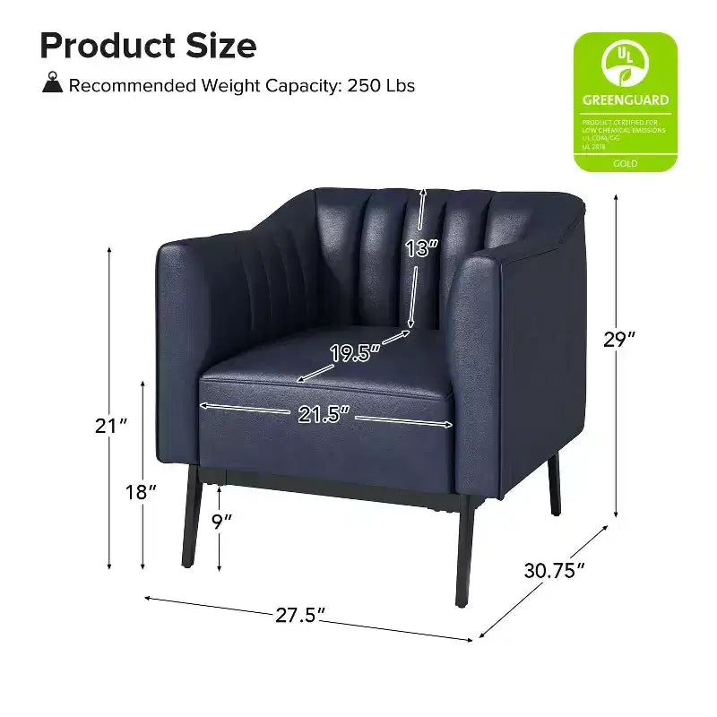 Sedia in similpelle Carsten Industry da 30 pollici con gambe in metallo, set di 2 | HULALA HOME