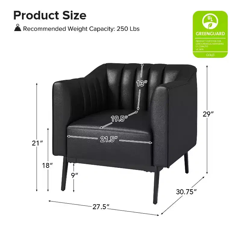 Sedia in similpelle Carsten Industry da 30 pollici con gambe in metallo, set di 2 | HULALA HOME