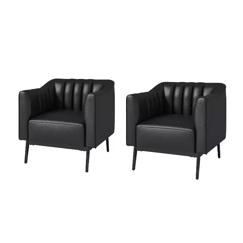 Carsten Industry 30 Wide Faux Leather Chair with Metal Leg Set Of 2| HULALA HOME
