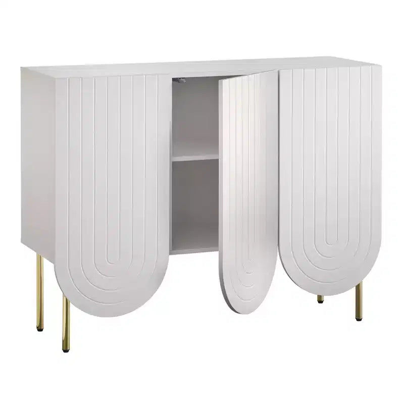 Lifestorey Madia Ingrid Mid-Century Moderna a 3 Ante con Bordi Ondulati