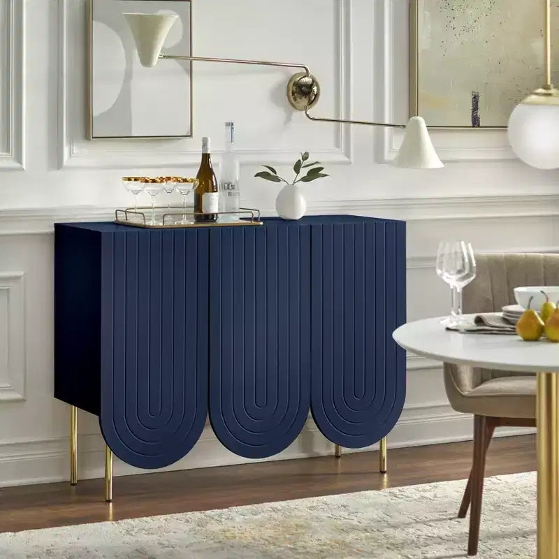 Lifestorey Madia Ingrid Mid-Century Moderna a 3 Ante con Bordi Ondulati
