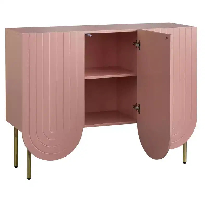 Lifestorey Madia Ingrid Mid-Century Moderna a 3 Ante con Bordi Ondulati
