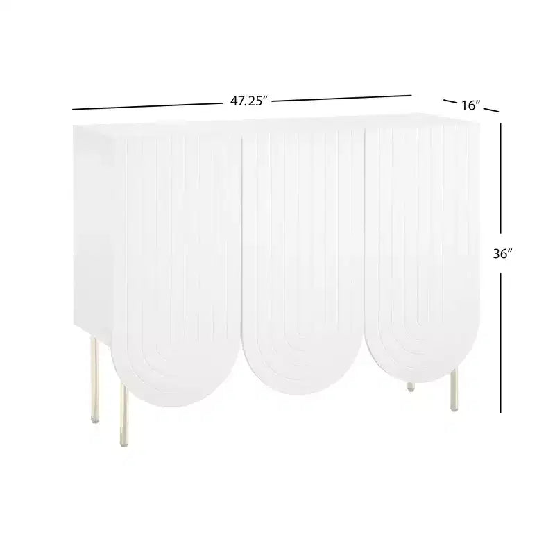 Lifestorey Madia Ingrid Mid-Century Moderna a 3 Ante con Bordi Ondulati