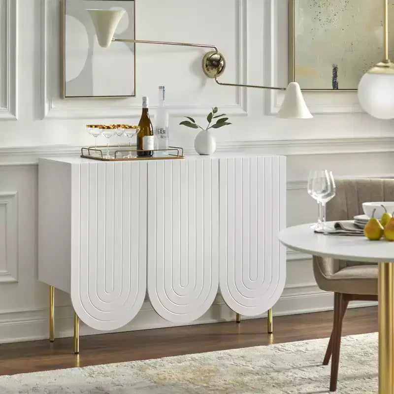 Lifestorey Madia Ingrid Mid-Century Moderna a 3 Ante con Bordi Ondulati