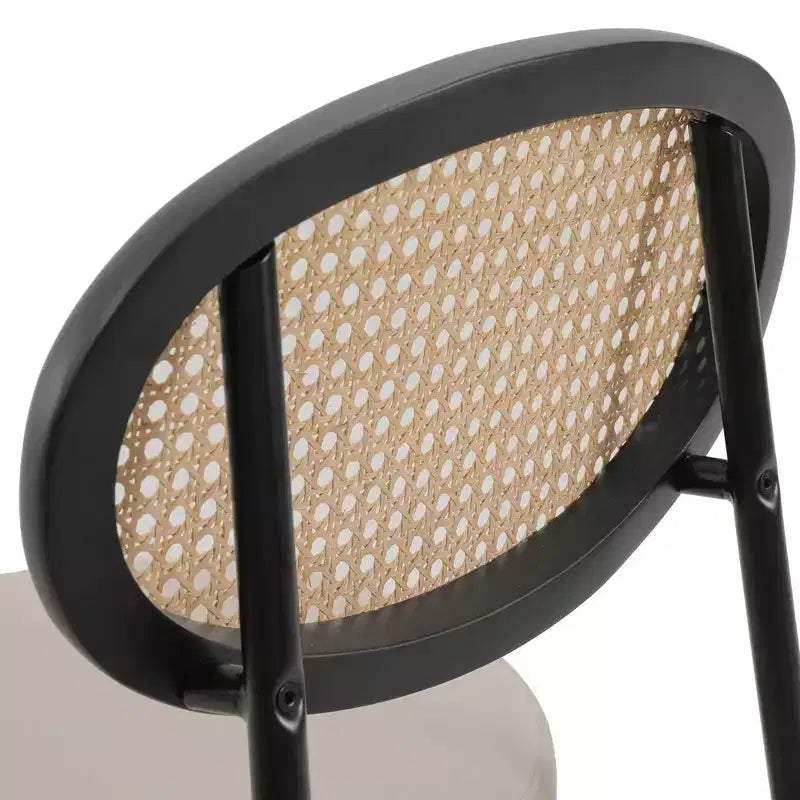 LeisureMod Euston Sgabello da bar moderno in vimini con telaio in acciaio nero, per interni, cucina, bancone, sala da pranzo, colazione, posti a sedere per bar, sedia contemporanea