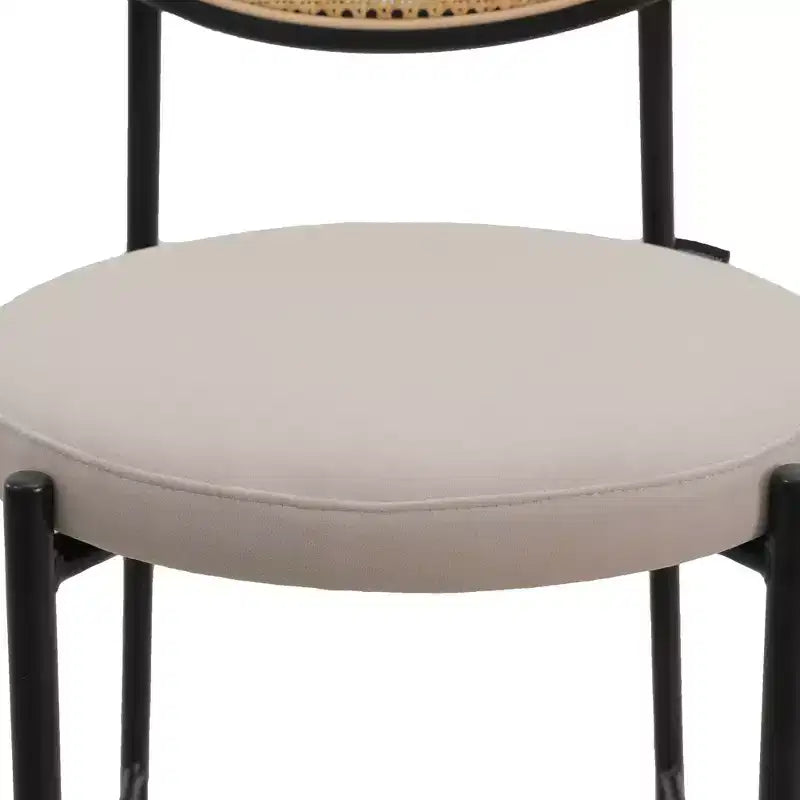 LeisureMod Euston Sgabello da bar moderno in vimini con telaio in acciaio nero, per interni, cucina, bancone, sala da pranzo, colazione, posti a sedere per bar, sedia contemporanea