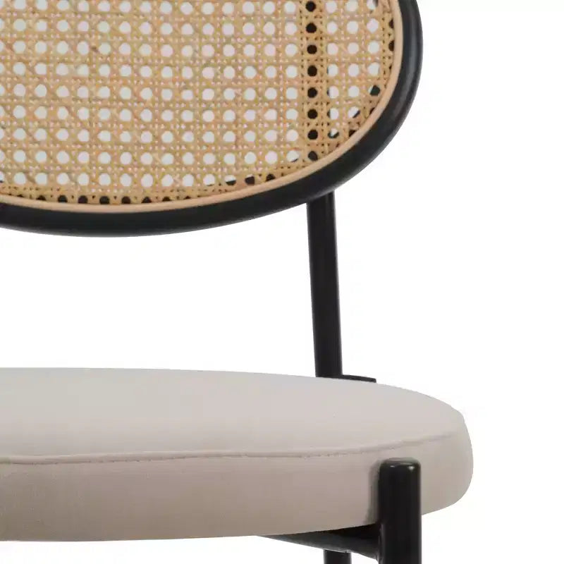LeisureMod Euston Sgabello da bar moderno in vimini con telaio in acciaio nero, per interni, cucina, bancone, sala da pranzo, colazione, posti a sedere per bar, sedia contemporanea