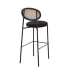 LeisureMod Euston Sgabello da bar moderno in vimini con telaio in acciaio nero, per interni, cucina, bancone, sala da pranzo, colazione, posti a sedere per bar, sedia contemporanea