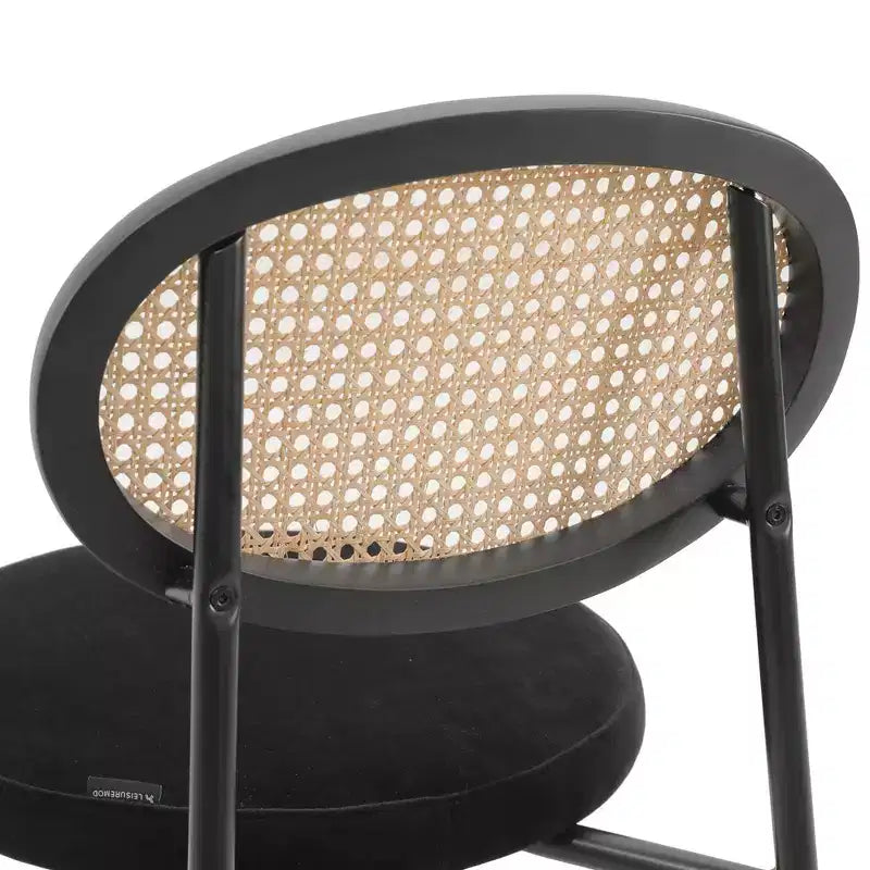 LeisureMod Euston Sgabello da bar moderno in vimini con telaio in acciaio nero, per interni, cucina, bancone, sala da pranzo, colazione, posti a sedere per bar, sedia contemporanea