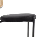 LeisureMod Euston Sgabello da bar moderno in vimini con telaio in acciaio nero, per interni, cucina, bancone, sala da pranzo, colazione, posti a sedere per bar, sedia contemporanea