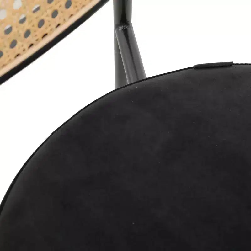 LeisureMod Euston Sgabello da bar moderno in vimini con telaio in acciaio nero, per interni, cucina, bancone, sala da pranzo, colazione, posti a sedere per bar, sedia contemporanea