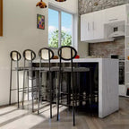 LeisureMod Euston Sgabello da bar moderno in vimini con telaio in acciaio nero, per interni, cucina, bancone, sala da pranzo, colazione, posti a sedere per bar, sedia contemporanea