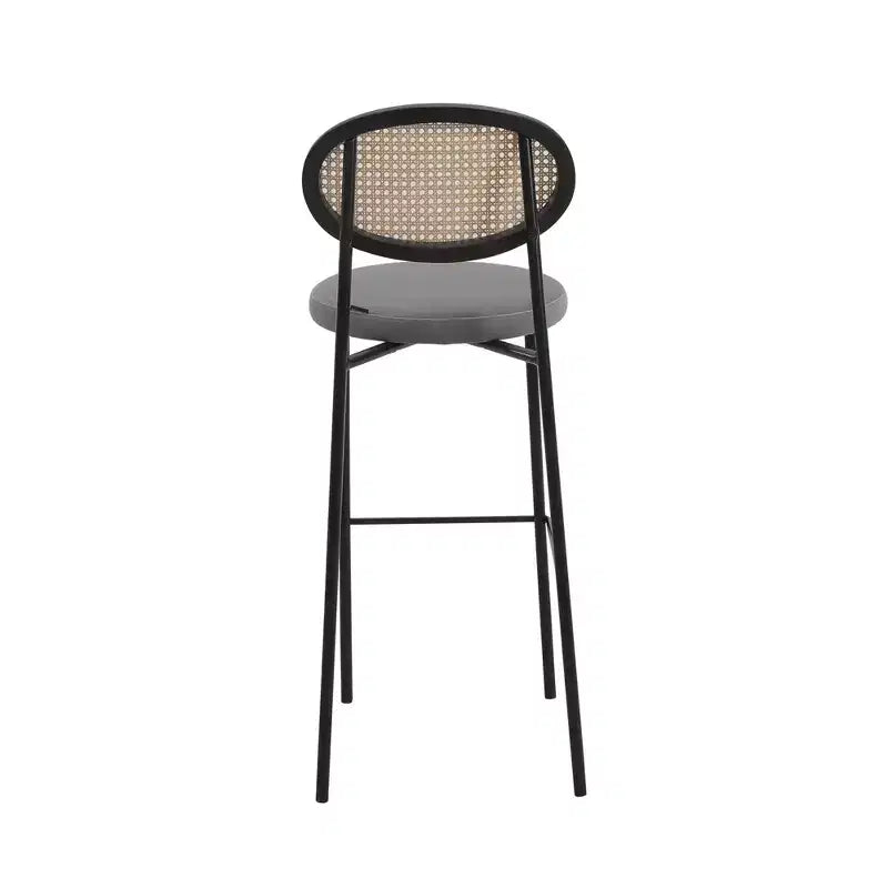 LeisureMod Euston Sgabello da bar moderno in vimini con telaio in acciaio nero, per interni, cucina, bancone, sala da pranzo, colazione, posti a sedere per bar, sedia contemporanea