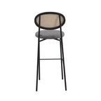 LeisureMod Euston Sgabello da bar moderno in vimini con telaio in acciaio nero, per interni, cucina, bancone, sala da pranzo, colazione, posti a sedere per bar, sedia contemporanea