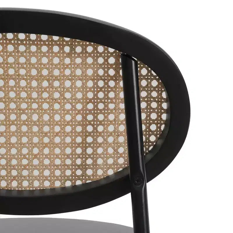 LeisureMod Euston Sgabello da bar moderno in vimini con telaio in acciaio nero, per interni, cucina, bancone, sala da pranzo, colazione, posti a sedere per bar, sedia contemporanea